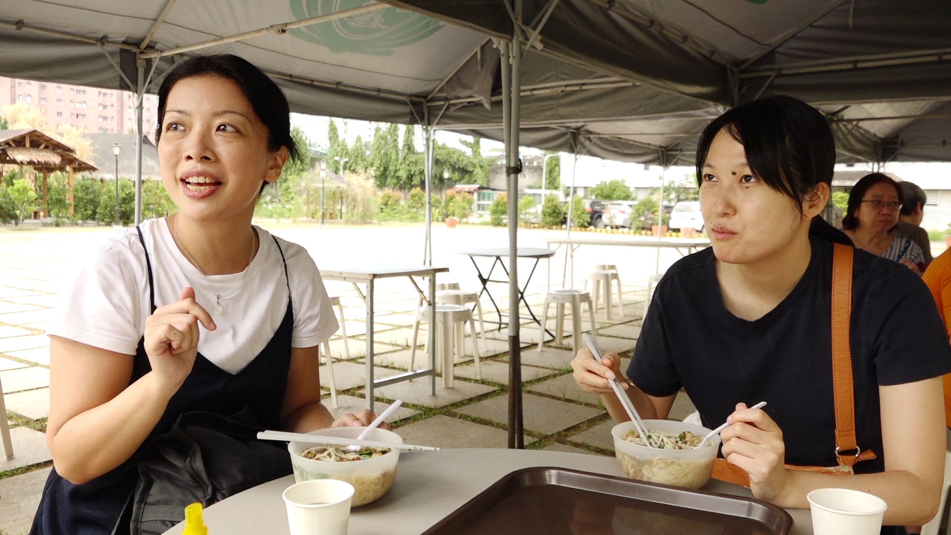 “We are from Makati and we found this event on Facebook and we decided to come,” says Megumi Kimura (left). “I studied Mandarin in Taiwan for one year when I was in college, so I really miss Taiwanese food. I’m very happy you have Taiwanese noodles today.”