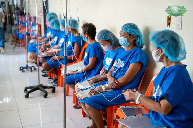 Patients line up for their turn at surgery.