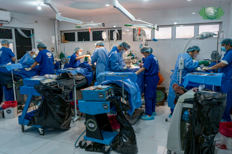 Different surgeries are done simultaneously, to help as many patients as possible.