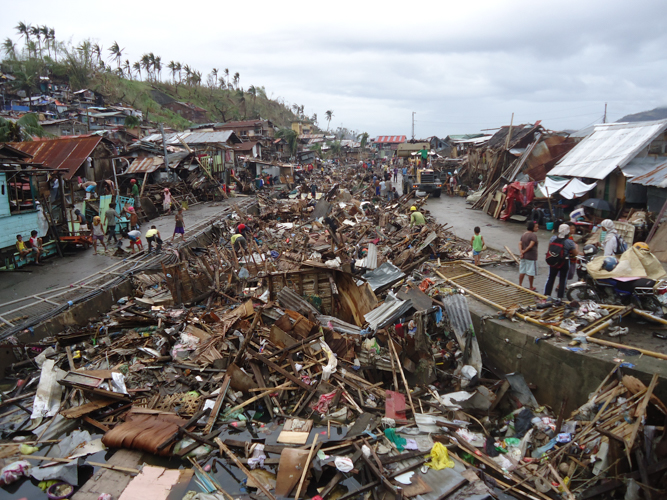 From “Remember Yolanda”:  Garbage piled up in the creek beside Leyte Progressive High School. 