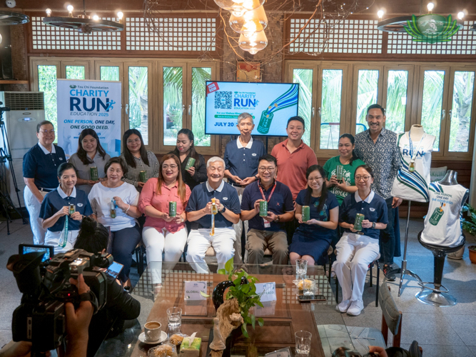 The media launch panelists take photos with representatives of sponsors Global Oil, Regan Industrial Sales, Inc., Peotraco Food Inc., and Neltex.