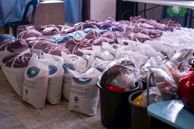 Groceries, clothing, home essentials, and a 10-kilogram sack of rice were prepared for each of the affected families.
