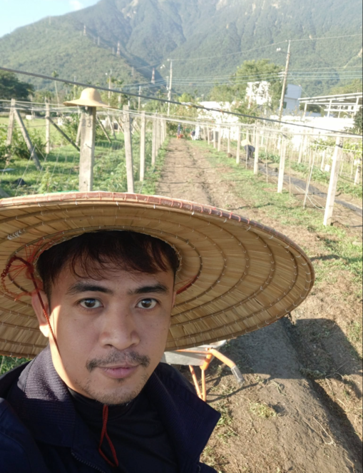 At a farm in Hualien, Taiwan, he participated in land preparation, then operated a walk-behind tractor. 