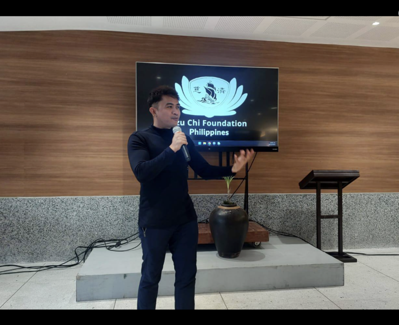 Before leaving for Taiwan, Gin Gigaquit presented his project for the 2025 Tzu Chi International Youth Leadership Program to Tzu Chi staff and student interns.