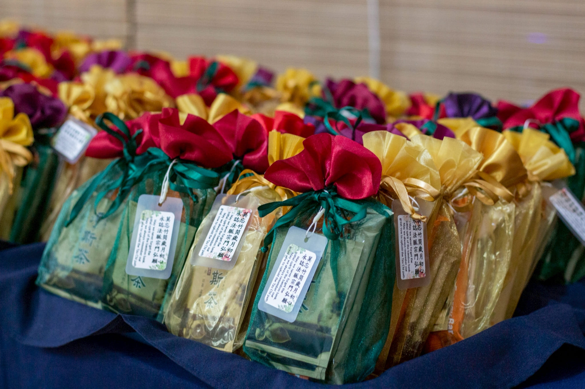 Another token given to guests: a bag containing tea and sweet treats. 