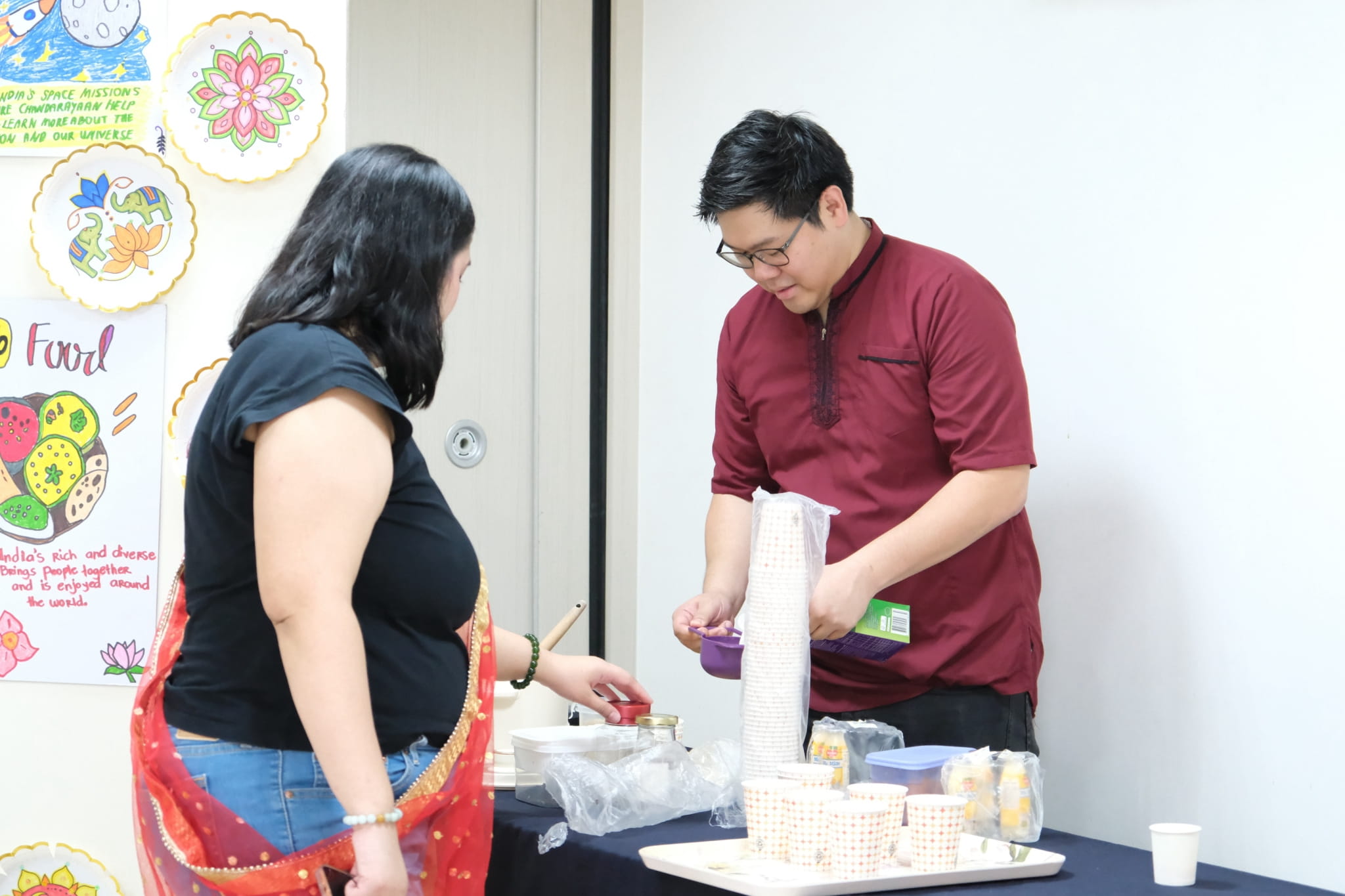 Learners get a taste of India through a serving of masala chai. 