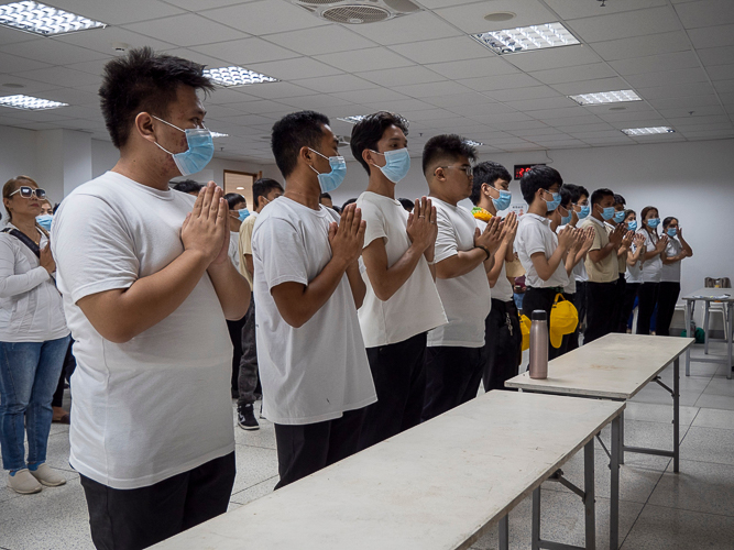The Buddha Bathing Ceremony and walking meditation that followed took many hours of practice to perfect. Volunteers and scholars spent time going over the ritual.