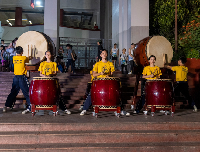 Drummers from the Wushu, Dragon and Lion Dance Team of Northern Rizal Yorklin School performed before runners were released in their respective race categories.