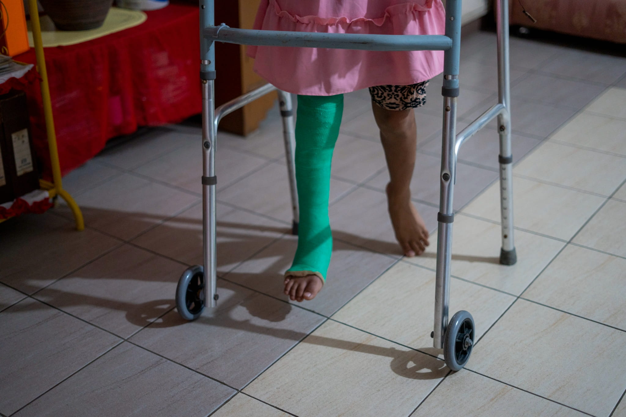 A few days after the surgery, Tzu Chi provided Jamaica Gillado with a walker and wheelchair to help her move around safely as she began her recovery.