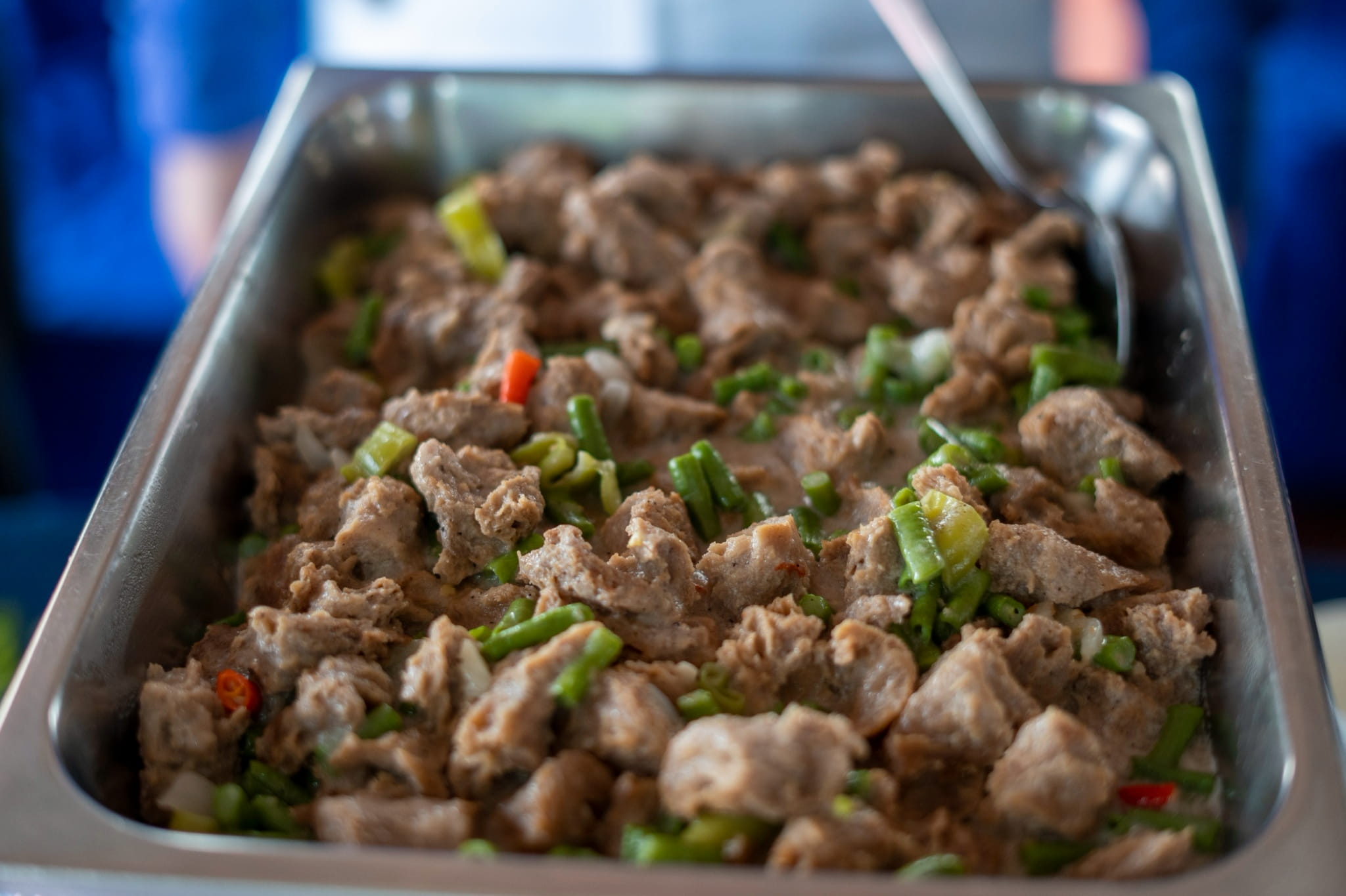 Bicol Express is a fiery, creamy, and savory Filipino stew with Textured Vegetable Protein (TVP) simmered in coconut milk and plenty of chili peppers.