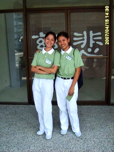 Twins Jennie (left) and Jhoy Sarmiento were Tzu Chi scholars from 2006 to 2009. 