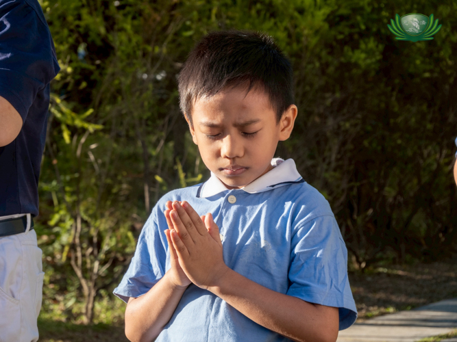 No one is ever too young or old to join the walking meditation.