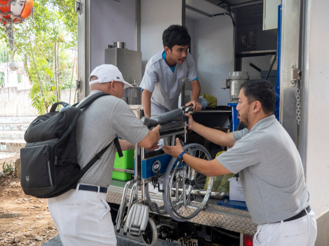 Two wheelchairs were also brought to Pagadian City for beneficiaries who cannot use prosthetics.