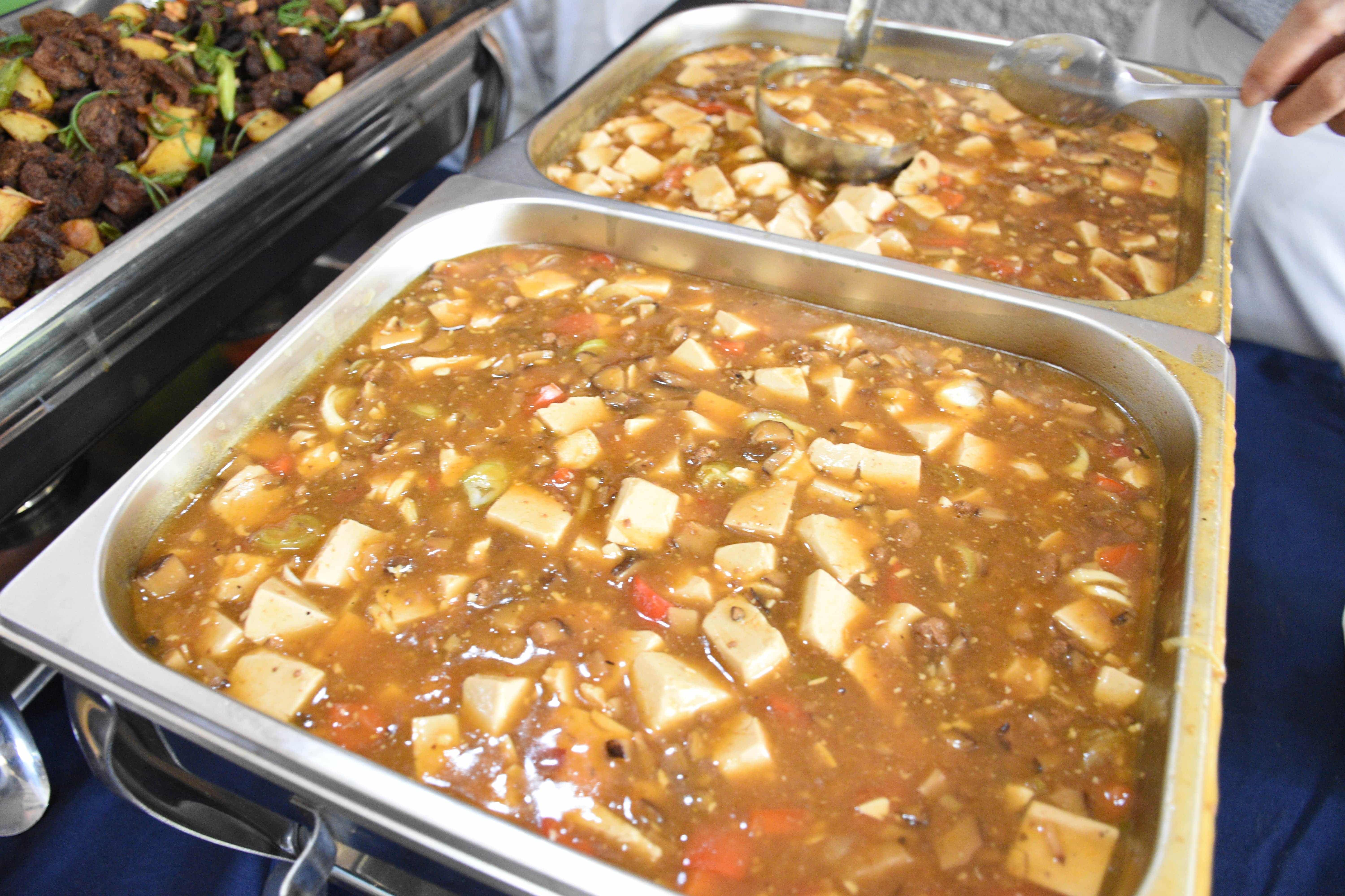 The Chinese dish mapo tofu is silken tofu with a spicy chili sauce.【Photo by Lineth Brondial】