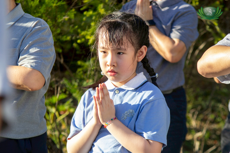 No one is ever too young or old to join the walking meditation.