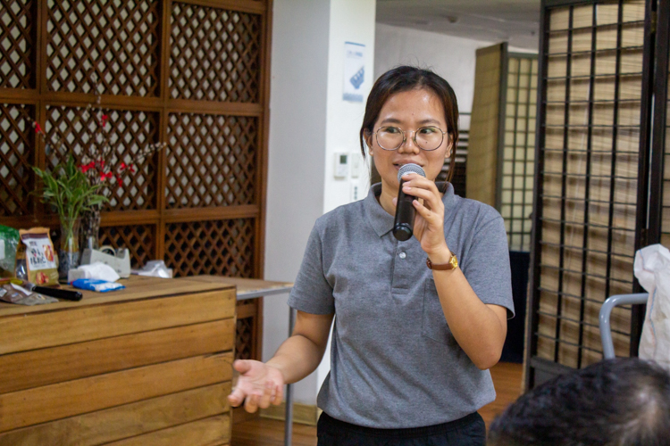 “The university is the biggest platform where we can introduce and bring our advocacies on environmental protection because it has students, teachers, and other resources,” says Tzu Chi Program Officer Lineth Brondial. 【Photo by Marella Saldonido】