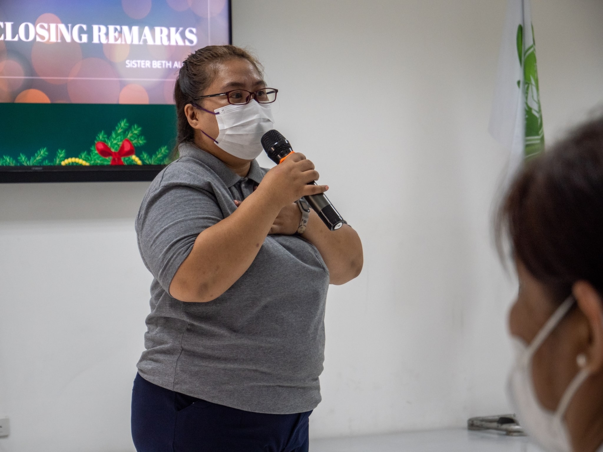 “This event is to express our gratitude to everyone, especially the volunteers who support our program,” says Tech-Voc Department Administrator Elizabeth Auste.【Photo by Jeaneal Dando】