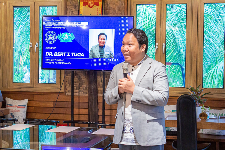 “This is very important to us,” says PNU President Dr. Bert J. Tuga on the MOA signing. “I am very happy that this partnership extends to initiatives on environmental sustainability and climate action as this is also part of PNU’s strategic directions in the next ten years.”  【Photo by Marella Saldonido】