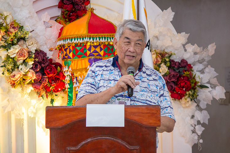 Joven Chua of the SOCCSKSARGEN Masonic Foundation addresses the attendees in a message of gratitude. 【Photo by Marella Saldonido】