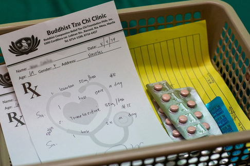 Complete medicine basket to be cross-checked by the volunteers.