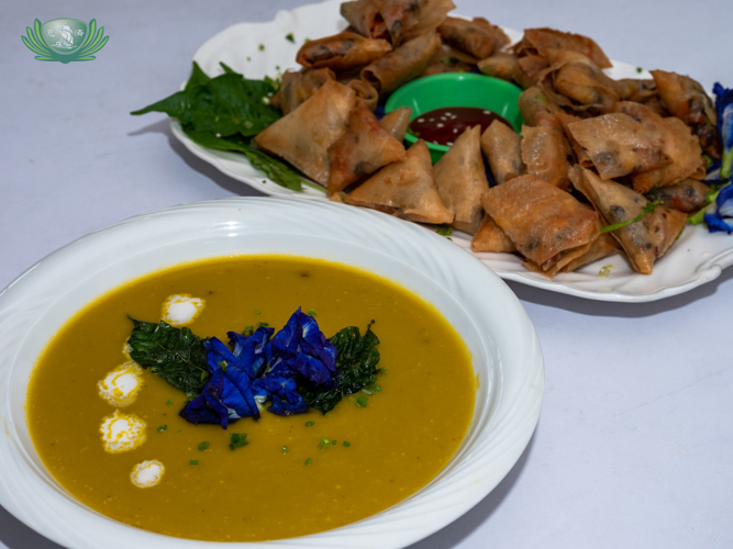 The winning dishes, squash soup with Fortune Pockets【Photo by Daniel Lazar】