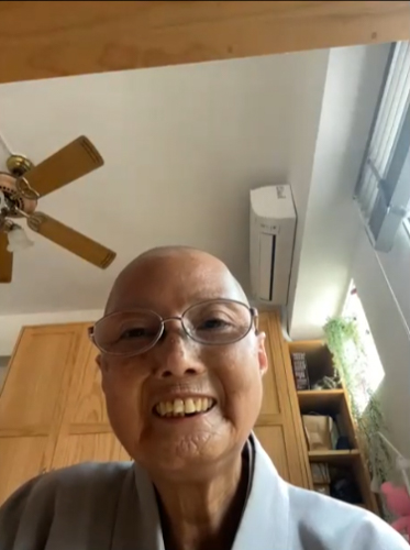 Master Der Ming sent a live-stream greeting from the Jing Si Abode in Hualien, Taiwan