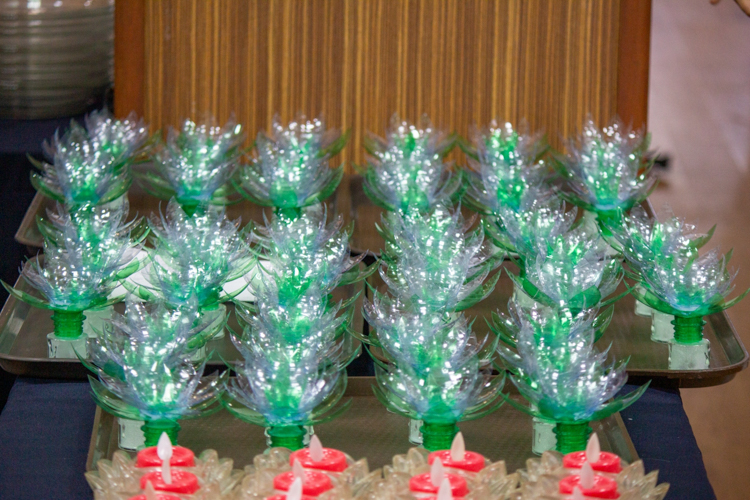 Upcycled lotus candles from collected plastic bottles from the April 21 Earth Day Run were used during the ceremony.